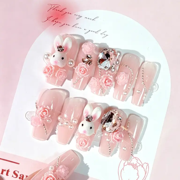 Side view of sheer press-on nail showing thin, flexible design
