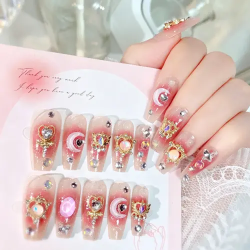 Handmade Angel Wing Press On Nails On Hand – Sailor Moon Inspired