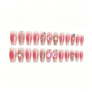 Flat Lay of Handmade Sailor Moon Angel Wing Press On Nail Set