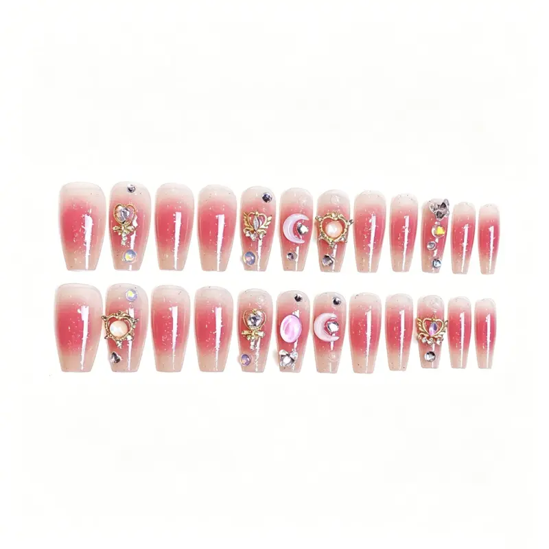 Flat Lay of Handmade Sailor Moon Angel Wing Press On Nail Set