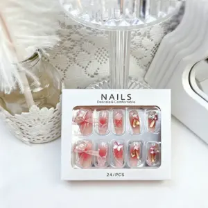 Star Crystal & Gold Foil Detail on Blush Pink Press On Nail