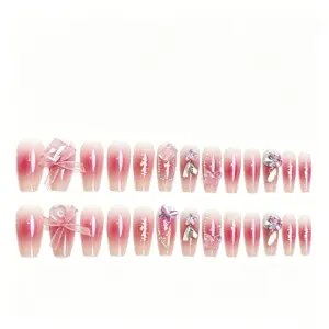 Blush Pink to Clear Gradient Base Detail on Press On Nails