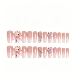 Nude Pink to Clear Gradient Base Detail on Press On Nails