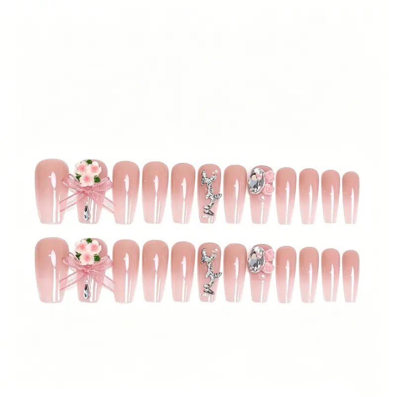 Nude Pink to Clear Gradient Base Detail on Press On Nails