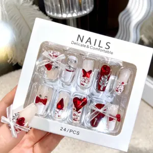 White Lace Bow Detail on Sweet Edgy Press On Nail