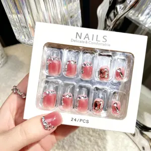 Jelly Blush Pink Gradient Base Detail on Press-On Nails Jelly Blush Pink Gradient Base Detail on Press On Nails