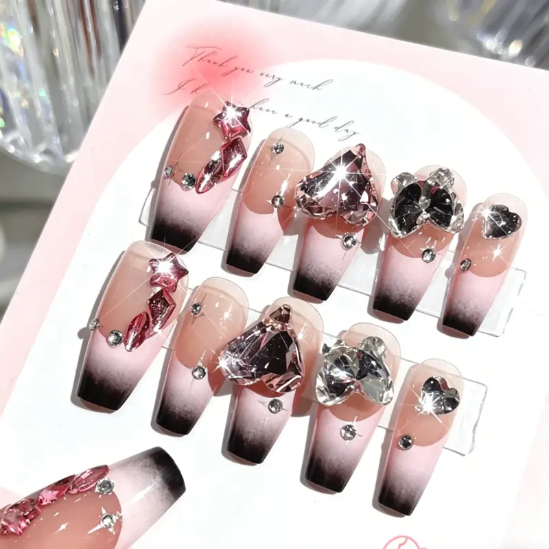 24-Piece Bling Press-On Nails Gift Box Packaging – Rhinestone Nail Art Kit 24 Piece Bling Press On Nails Gift Box Packaging – Rhinestone Nail Art Kit