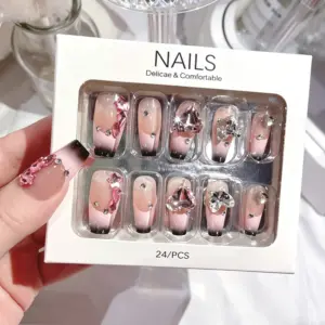 Multiple Sizes of Rhinestone Press-On Nails – 24-Piece Bling Set Fit All Multiple Sizes of Rhinestone Press On Nails – 24 Piece Bling Set Fit All