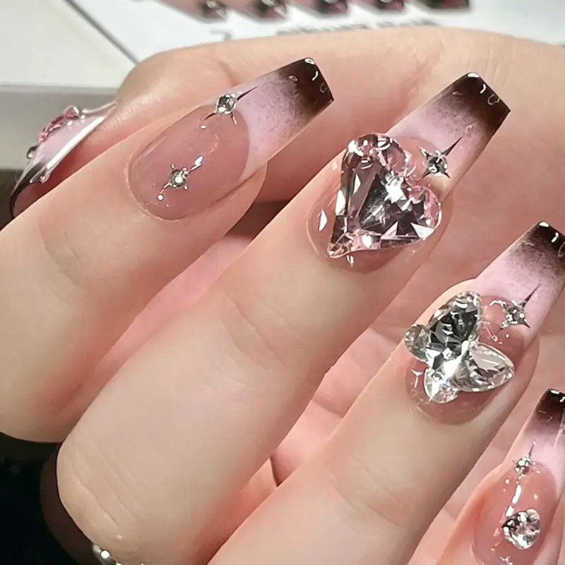 24-Piece Bling Diamond Press-On Nails Worn on Hand – Pure-Girl Look 24 Piece Bling Diamond Press On Nails Worn on Hand – Pure Girl Look