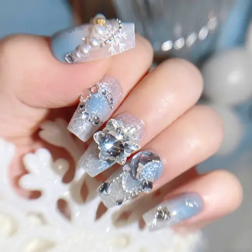 Christmas Snowflake Nail Gift Box – Full Size 24 Piece Set