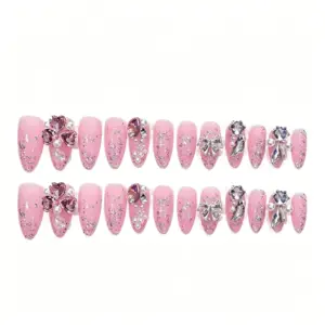 Press On Nail Gift Box – 24 Piece Bling Rhinestone Kit