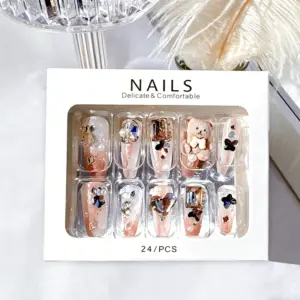 Full Size Range of Viral Fluffy Bear Press On Nails