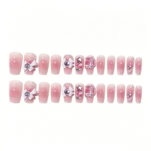 Macro Shot of a 3D Bow on Cute Girl Press On Nail