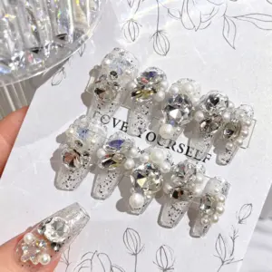 Flat Lay of 24 Piece Influencer Bling Press On Nail Collection