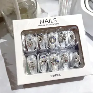 Macro Shot of Large Rhinestone on Influencer Press On Nail