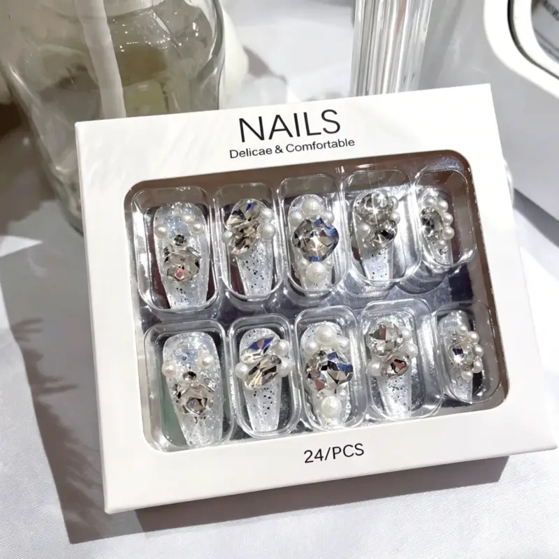 Macro Shot of Large Rhinestone on Influencer Press On Nail