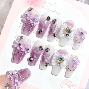 24 Piece Bow Press On Nails On Hand – Full Size Cute Style