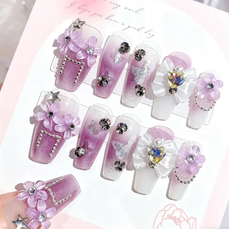 24 Piece Bow Press On Nails On Hand – Full Size Cute Style