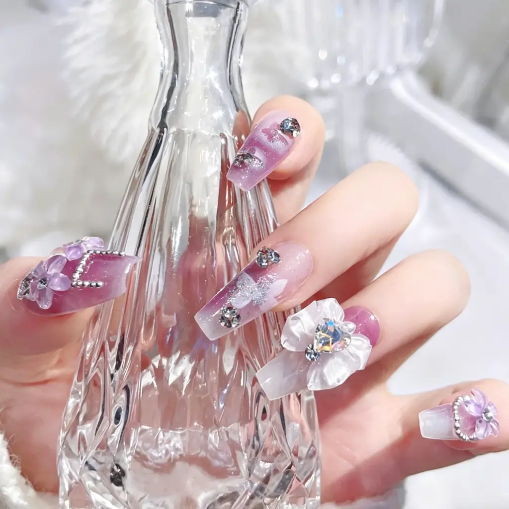 24-Piece Bow Press-On Nails – Full Size, Adorable Cute Style