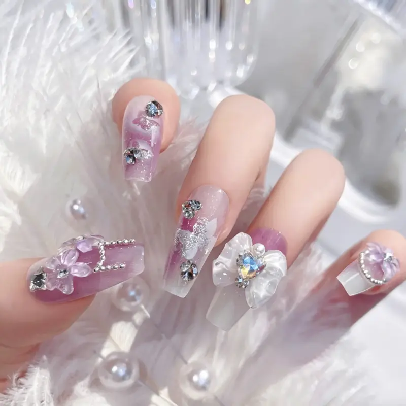 24 Piece Bow Press On Nail Gift Box – Full Size Set