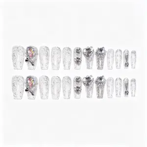 Handmade Bling Rhinestone Nail Gift Box – 24 Piece Full Size