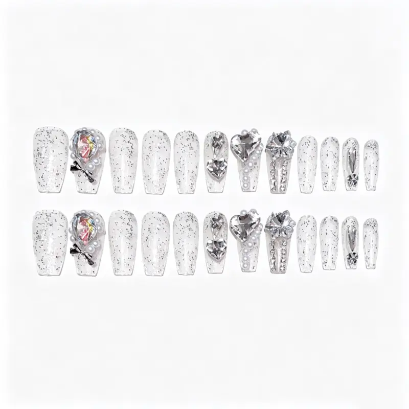 Handmade Bling Rhinestone Nail Gift Box – 24 Piece Full Size